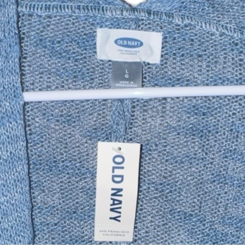Old Navy NWT Ancient Mariner Blue Slub Knit Open Cardi  3/4 Sleeve Lightweight L - Picture 5 of 16